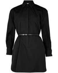 Max Mara - Hemdkleid Mit Ledergürtel Aus Baumwollpopeline Alcade - Lyst