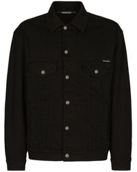 Dolce & Gabbana - Black Wash Stretch Denim Jacket - Lyst