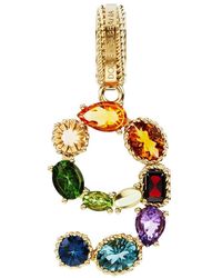 Dolce & Gabbana - 18 Kt Yellow Gold Rainbow Pendant With Multicolor Finegemstones Representing Number 9 - Lyst