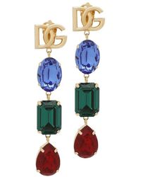 Dolce & Gabbana - Earrings Withlogo And Rhinestones - Lyst