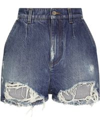 Dolce & Gabbana - Short en jean avec déchirures - Lyst