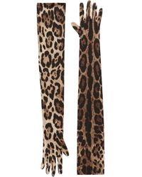 Dolce & Gabbana - Gants longs en satin extensible à imprimé léopard - Lyst