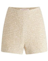 Valentino Gold Cotton Tweed Shorts - Natural
