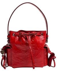 Acne Studios - Mini Sac Seau Multipoches En Cuir Verni Froissé - Lyst