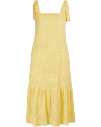 Harris Wharf London Robe vichy midi - Jaune