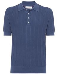 Brunello Cucinelli - Slim-fit Ribbed Cotton Polo Shirt - Lyst