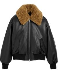 Ami Paris - Puffer Jacket With Zipper And Shearling Collar - Lyst