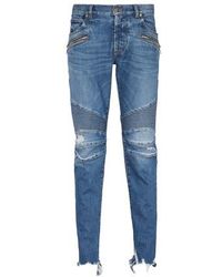 Herren Bekleidung Jeans Jeans mit Tapered-Fit Balmain Denim Jeans im Distressed-Look in Blau für Herren 