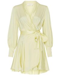 Zimmermann - Silk Wrap Mini Dress - Lyst