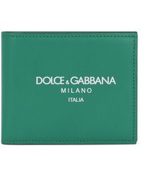 Dolce & Gabbana - Portefeuille à deux volets en cuir de veau avec logo - Lyst