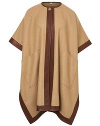 Burberry Lambskin Trim Double-faced Cashmere Cape - Multicolour