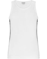 Dolce & Gabbana - Two-way Stretch Cotton Singlet With Patch - Lyst