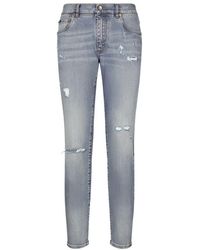 Dolce & Gabbana - Slim-fit Blue Stretch Denim Jeans - Lyst
