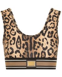Dolce & Gabbana - Leopard-print Spandex/jersey Crop Top - Lyst