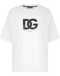 Dolce & Gabbana - Cotton T-Shirt With Dg Logo Print - Lyst