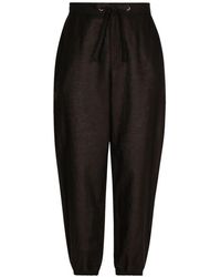 Dolce & Gabbana - Linen And Cotton Jogging Pants With Logo Label - Lyst