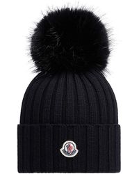 Moncler - Pom Pom Hat With Logo - Lyst