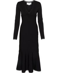 Victoria Beckham - Kleid mit V-Ausschnitt und langen Ärmeln - Lyst