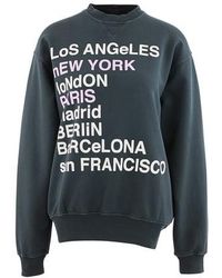 Anine Bing City Love Slogan-print Cotton-jersey Sweatshirt - Multicolour