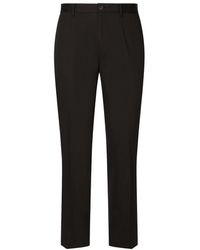 Dolce & Gabbana - Stretch Cotton Pants With Branded Tag - Lyst
