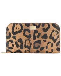 Dolce & Gabbana - Leopard-Print Crespo Zip-Around Wallet With Branded Plate - Lyst
