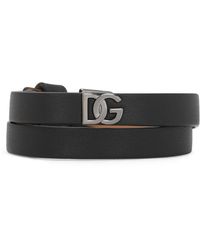 Dolce & Gabbana - Kalbsleder-Armband mit DG-Logo - Lyst