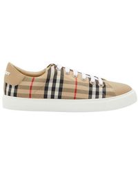 Burberry Albridge Vintage Check & Leather Sneaker - Natural