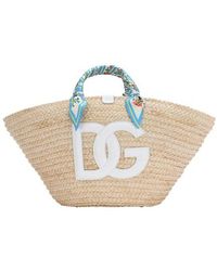Dolce & Gabbana - Strohtasche Kendra mit DG-Logo - Lyst