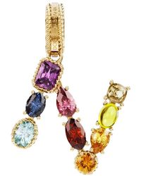 Dolce & Gabbana - Rainbow Alphabet N 18 Kt Yellow Gold Charm With Multicolor Fine Gems - Lyst