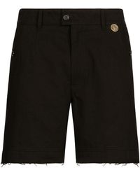 Dolce & Gabbana - Stretch Cotton Twill Bermuda Shorts With Coin Detail - Lyst