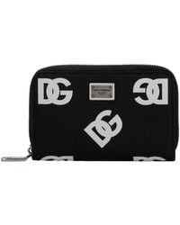 Dolce & Gabbana - Small Calfskin Zip-around Wallet With All-over Dg Print - Lyst