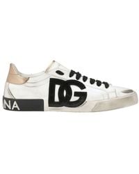Dolce & Gabbana - And Leather Portofino Vintage Sneakers - Lyst