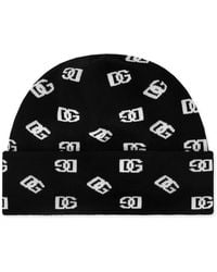 Dolce & Gabbana - Jacquard Knit Hat With Dg Monogram - Lyst