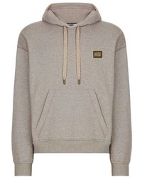 Dolce & Gabbana - Jersey Hoodie With Branded Tag - Lyst
