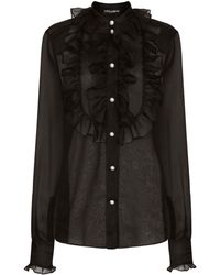 Dolce & Gabbana - Bluse aus Organza mit Volants - Lyst