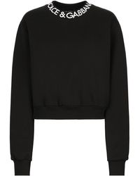 Dolce & Gabbana - Schwarzer sweatshirt mit langen ärmeln und logo - Lyst