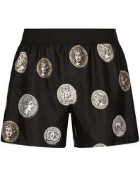 Dolce & Gabbana - Silk Shorts With Coin Print - Lyst