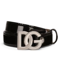Dolce & Gabbana - Ceinture en cuir de veau brillant à logo DG - Lyst