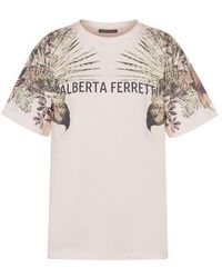 Alberta Ferretti Tropical Python Organic Jersey T-shirt - Natural