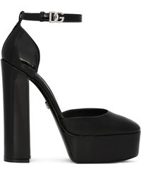 Dolce & Gabbana - Chaussures à plateforme en cuir de veau brillant - Lyst