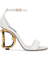 Dolce & Gabbana - Sandalen aus Nappa-Leder mit barockem D&G-Absatz - Lyst