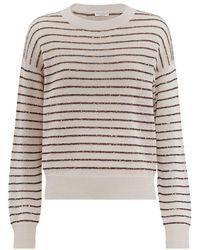 Brunello Cucinelli - Metallic Striped Sweater - Lyst