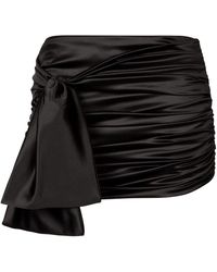 Dolce & Gabbana - Short Draped Satin Skirt With Side Bow - Lyst