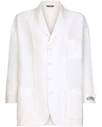 Dolce & Gabbana - Oversize Single-breasted Linen And Silk Jacket - Lyst
