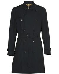 Burberry The Mid-length Kensington Heritage Trench Coat - Blue