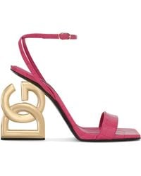 Dolce & Gabbana - Sandaletten aus Kalbsleder mit Krokodilprint und Absatz DG Pop - Lyst