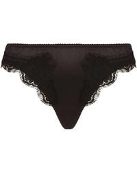 Dolce & Gabbana - Satin Thong With Lace Detailing - Lyst