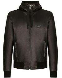 Dolce & Gabbana - Leather Jacket With Hood - Lyst