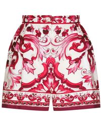 Dolce & Gabbana - Popeline Shorts With Majolica Print - Lyst
