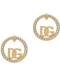 Dolce & Gabbana - Hoop Earrings With Dg Logo - Lyst